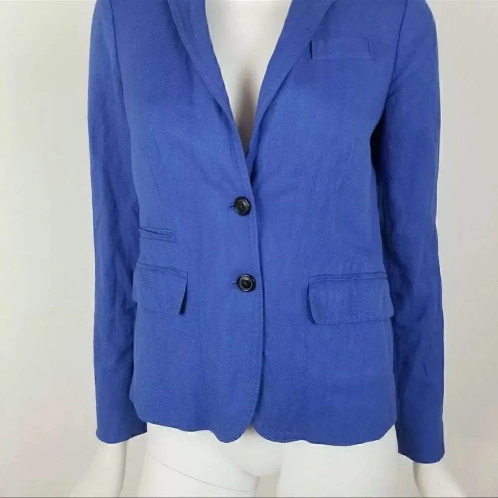 J. Crew Womens Size 0 Royal Blue Classic Schoolboy Blazer Jacket in Herringbone